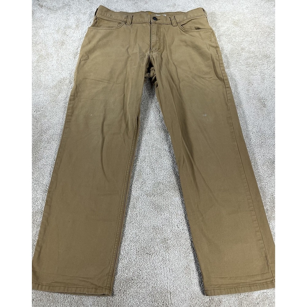 Carhartt  Relaxed Fit Pants Mens 34x32 Tan Workwear Straight Legs Work Pants